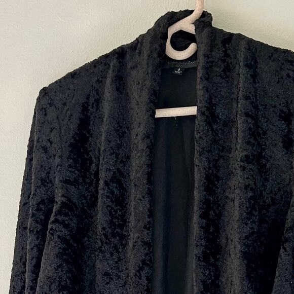 Connected crushed velvet look open cardigan jacket cuffed sleeve gothic Emo S - Picture 4 of 11